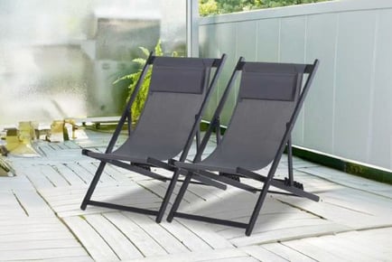 Outsunny 2 Set Folding Deck Chairs