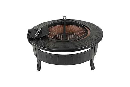 Round Fire Pit BBQ Grill Wood Burner