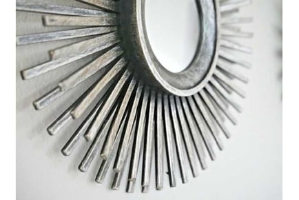 3pc Round Sunburst Wall Mirrors Silver