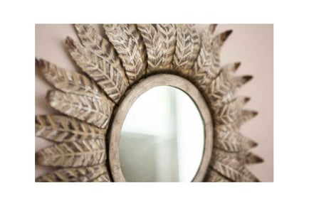 Wall Mounted Bronze Feather Mirror Round