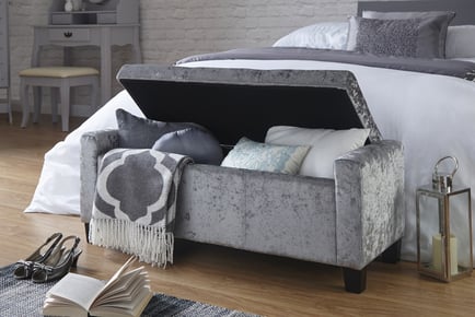 Verona Grey Crushed Velvet Ottoman Bench