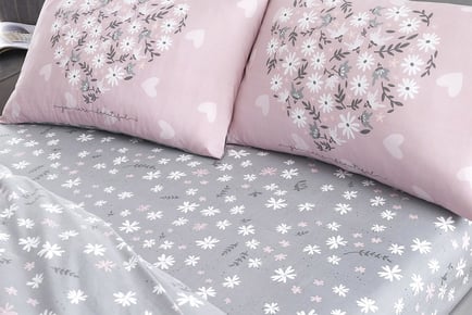 Ditsy Heart Printed Duvet Set - Single, Double or King