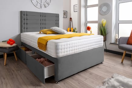 Modern Velvet Divan Bed - 6 Sizes, 3 Colours & Storage Options!