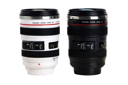 Novelty Camera Lens Travel Coffee Mug - 2 Colours!