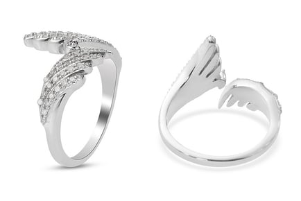 Platinum Natural Diamond Angel Wings Ring