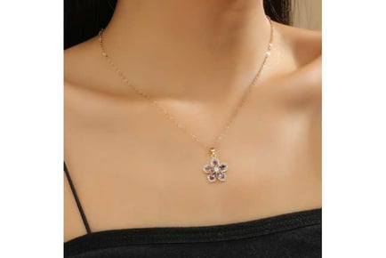Amethyst Purple Crystal Flower Necklace