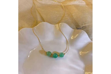 Gold-Tone Three Jade Beads Necklace
