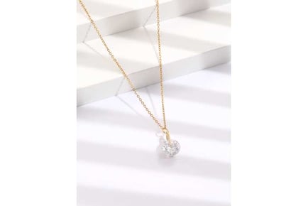 Gold Solitaire Round Crystal Necklace