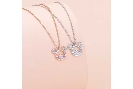 Mickey Minnie Crystal CZ Necklace