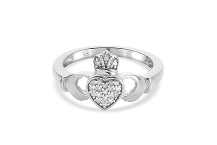 Natural Diamond Claddagh Open Heart Ring