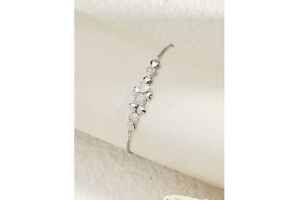 Silver Four-leaf Heart Crystal Bracelet