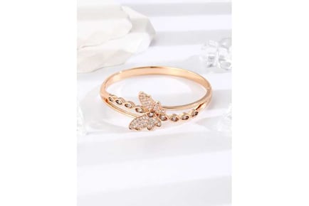Hinged Butterfly Bangle Gold Tone