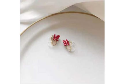 Minnie Red Bow Sterling Silver Earrings