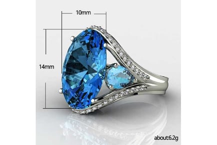Blue Oval Zircon Crystal Ring4 sizes
