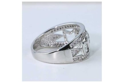 Mom Crystal Band Silver Ring 4 sizes