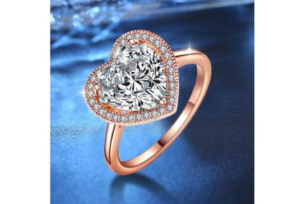 Heart-Shaped Crystal Ring Rose Gold