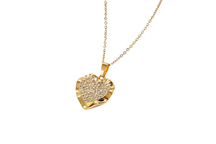 Crystal Heart Shaped Gold Necklace