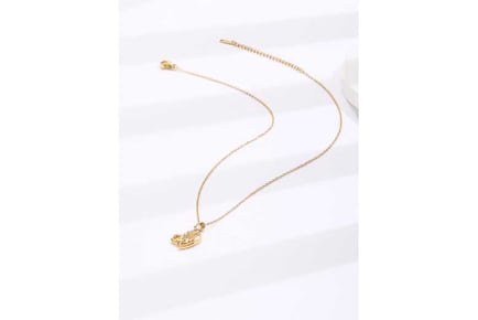 Heart-Shaped MUM Crystal Gold Necklace