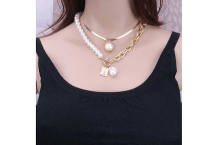 Gold Pearl Chunky Chain Choker Necklace