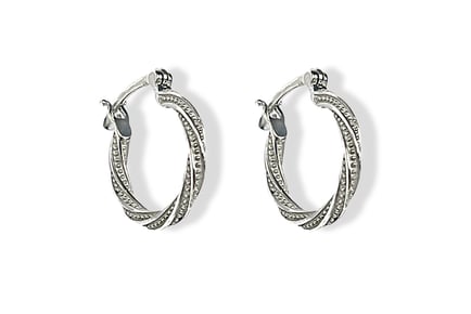 Natural Diamond Twist Design Hoop Earrings