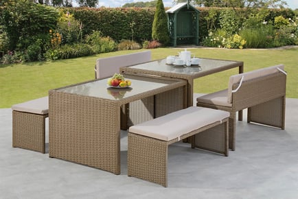 Garden Rattan Space-Saving Dining Tables - Fully Assembled