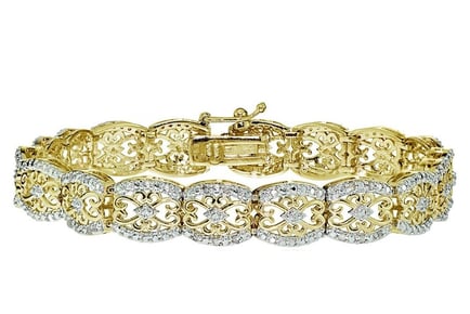 Natural Diamond Filigree Tennis Bracelet in Yellow Gold