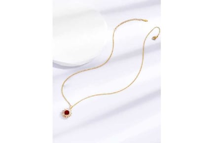 Red Ruby Crystals Gold tone Necklace