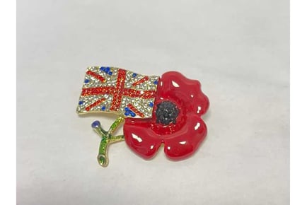 Red flower Diamantes UK Flag Pins