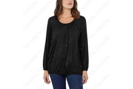 RUCHED NECK LOOSE FIT JERSEY TOP