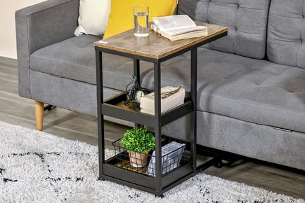 HOMCOM Industrial C-Shaped Bedside Table