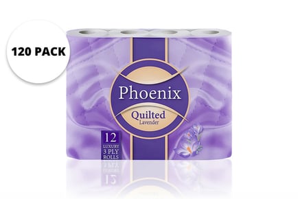 Quilted 3 ply lavender toilet rolls, 120 pack
