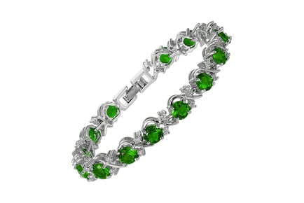 Signature Blossom Bracelet with Green Round Cut Gemstones