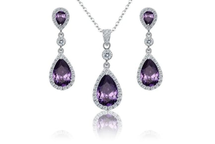 Diamond Pear Cut Necklace And Earrings Set - 2 Designs