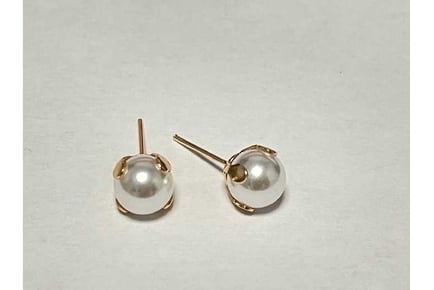 Faux Pearl Stud Earrings Rosegold