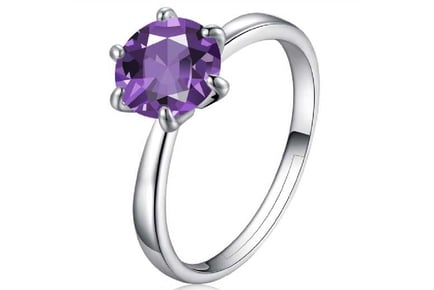 Amethyst Zircon Crystal 6 Prong Ring