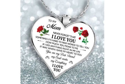 To My Mum Red Rose Silver Necklace