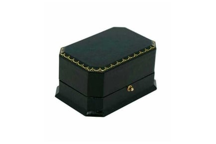 Forest Green Leather Double Ring Box