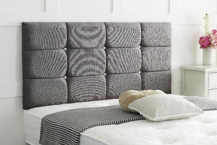 Charcoal Chenille Headboard With Diamond Buttons