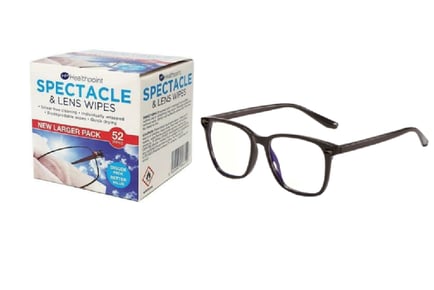 Blue Light Blocking Glasses & Lens Wipes