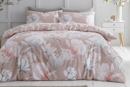 Magnolia Dream Duvet Cover Set - Blush Pink or Grey