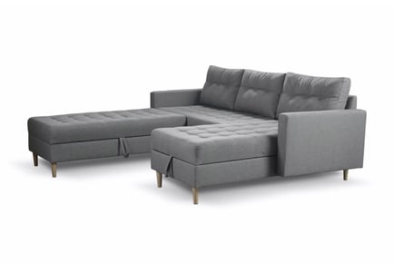 Oslo corner lounge sofa bed with ottoman, Grey