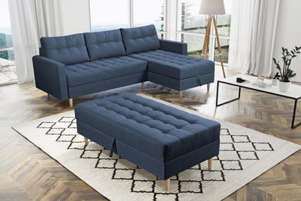 Oslo corner lounge sofa bed with ottoman, Grey