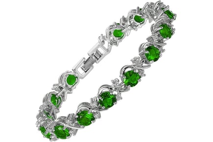 Signature-Blossom Tennis Bracelet With Green Round Cut Gemstones