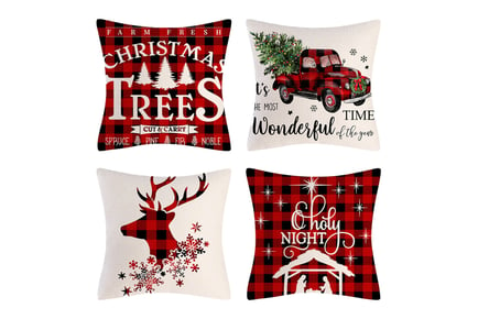 Set of Four Christmas Pillow Covers - Two Colours!
