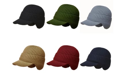 Men's Knitted Fleece Hat with Ear Protectors - 1, 2 or 3!