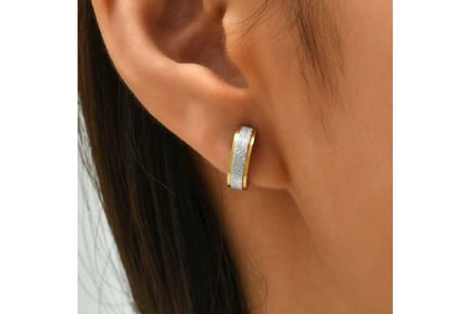 Two Tone Crystal Stud Earrings Clip Cuff