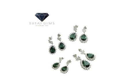 Emerald Green Pear Cut Dangle Earrings