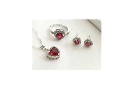 Heart Necklace Earrings & Ring Set
