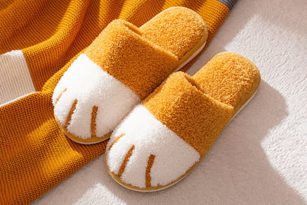 Women's Cute Cat Paw Fleece Slippers - 3 Colours!