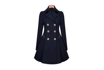 A women's pleated double breasted coat, navy, small